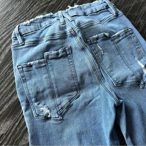 Good American Good Legs Straight High Rise Jeans in Distressed Blue, Size 4/27 - Picture 12 of 16